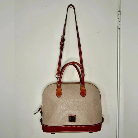 Dooney & Bourke Pebble Grain Leather Zip Zip Satchel Elephant Brown Tan - Picture 1 of 10